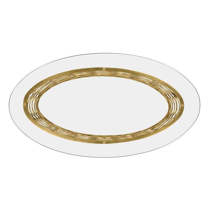 Interlaced gilded & glass oval coffee table