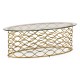 Interlaced gilded & glass oval coffee table