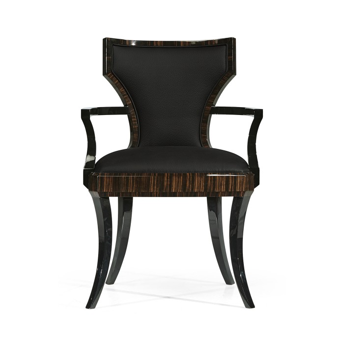Full Back Art Deco Macassar Ebony Dining Arm Chair