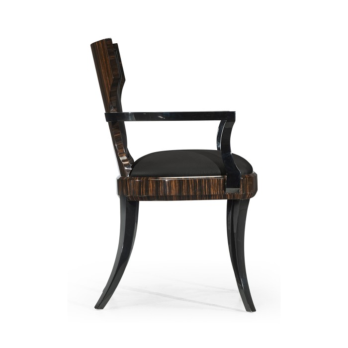 Full Back Art Deco Macassar Ebony Dining Arm Chair