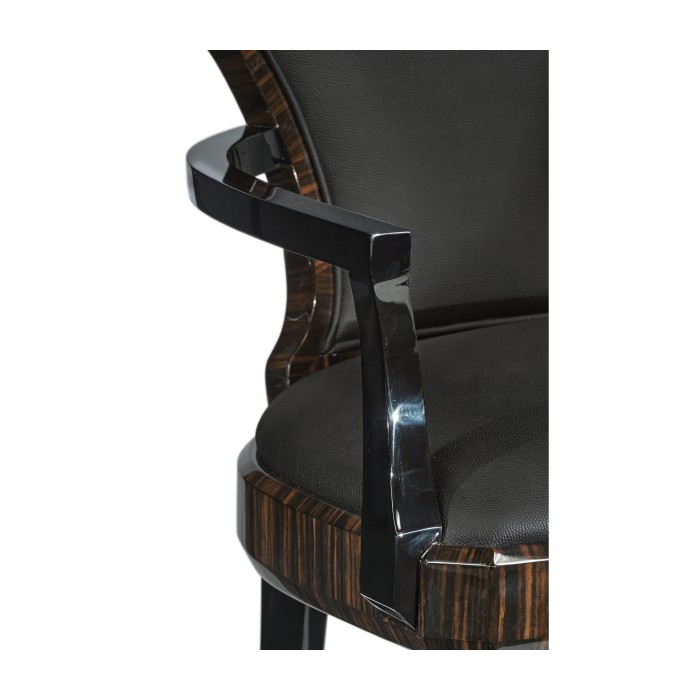 Full Back Art Deco Macassar Ebony Dining Arm Chair
