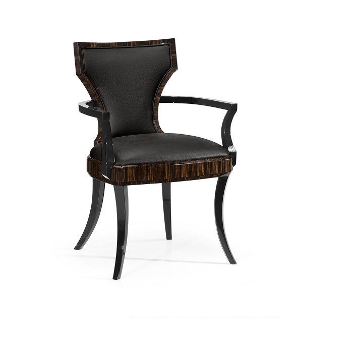 Full Back Art Deco Macassar Ebony Dining Arm Chair
