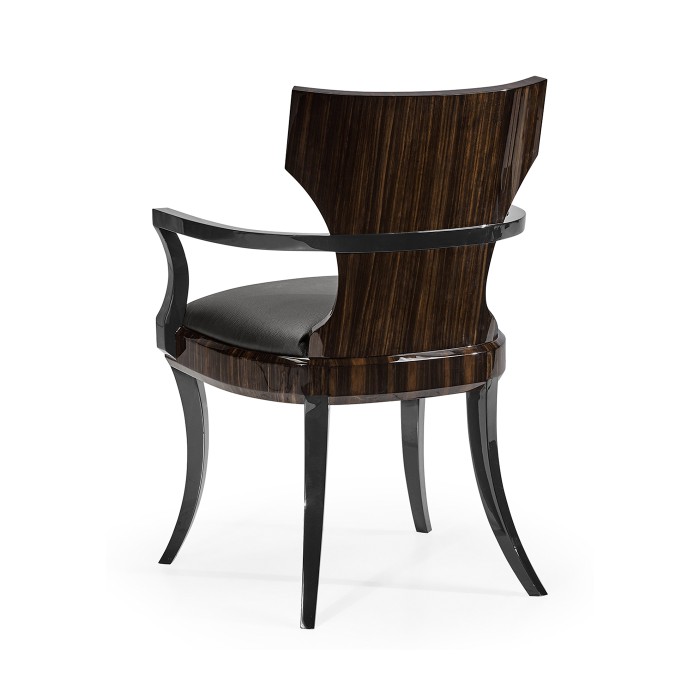 Full Back Art Deco Macassar Ebony Dining Arm Chair