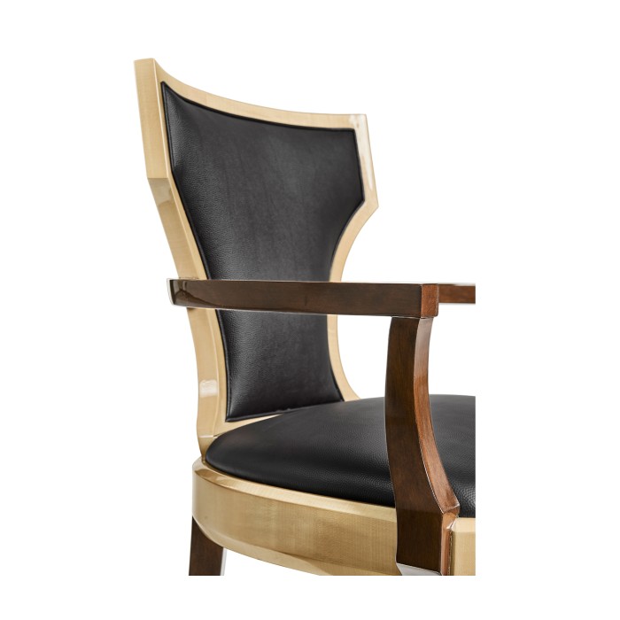 Full Back Art Deco Champagne Dining Arm Chair