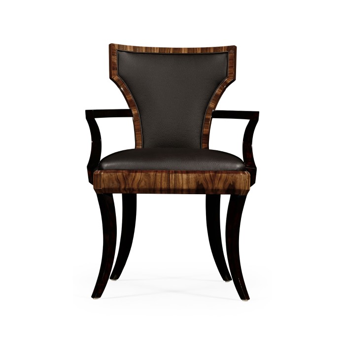 Full Back Art Deco High Lustre Santos Dining Arm Chair