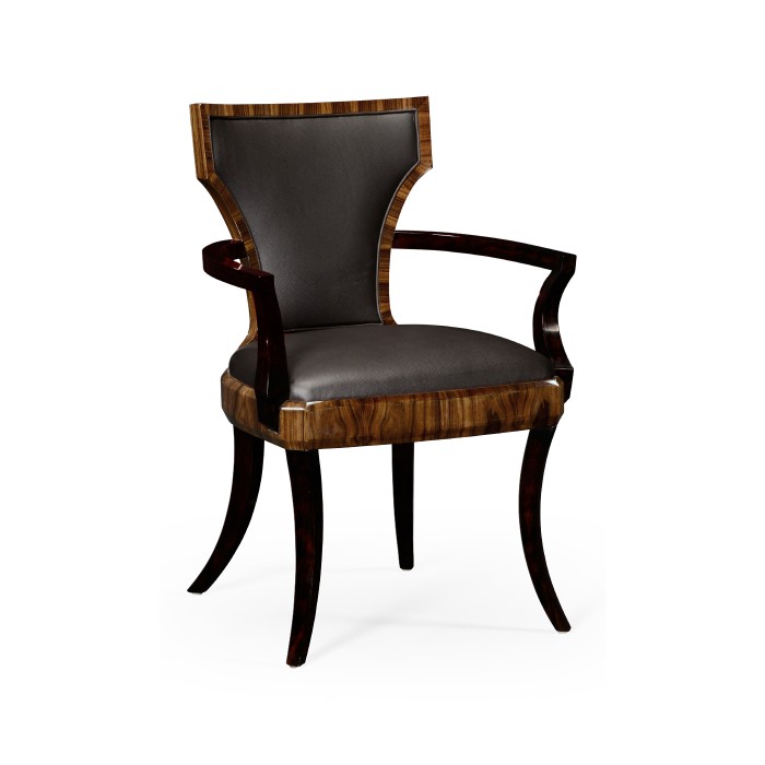 Full Back Art Deco High Lustre Santos Dining Arm Chair