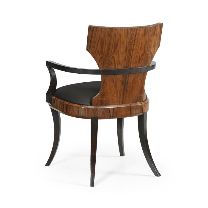 Full Back Art Deco Satin Santos Dining Arm Chair