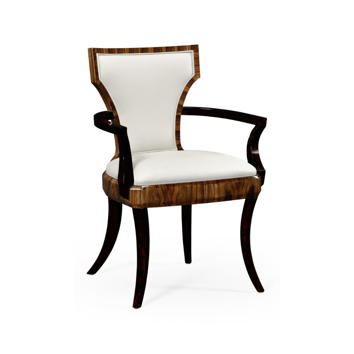 Full Back Art Deco Satin Santos Dining Arm Chair