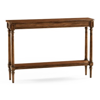Country living style narrow walnut console
