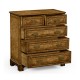 George II style burl oak chest of five drawers
