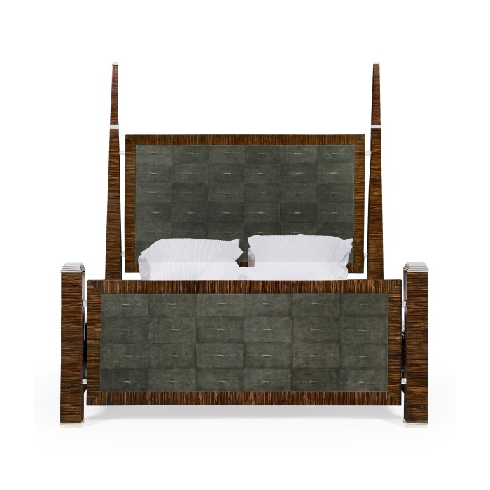 Faux Macassar & Anthracite Faux Shagreen UK Queen Bed