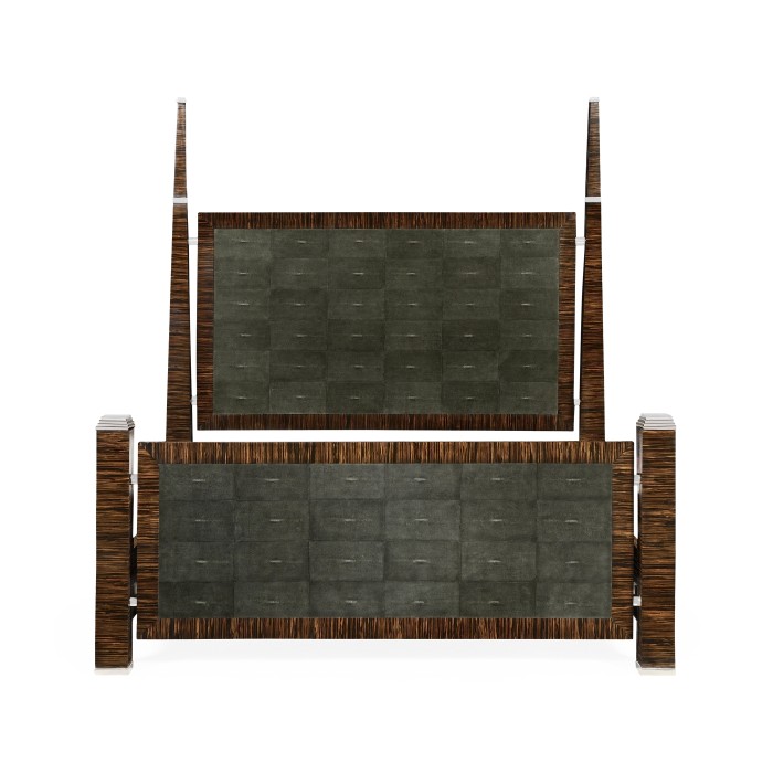 Faux Macassar & Anthracite Faux Shagreen US King Bed