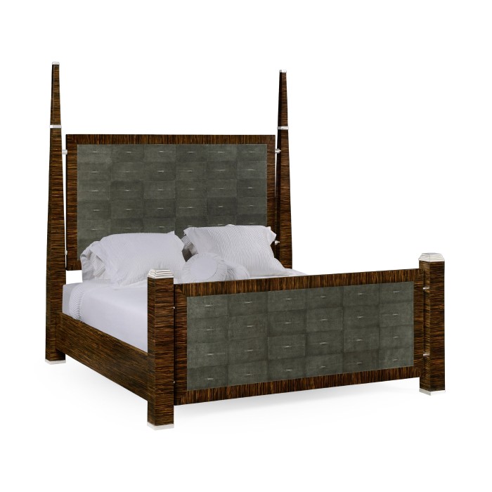 Faux Macassar & Anthracite Faux Shagreen US Queen Bed