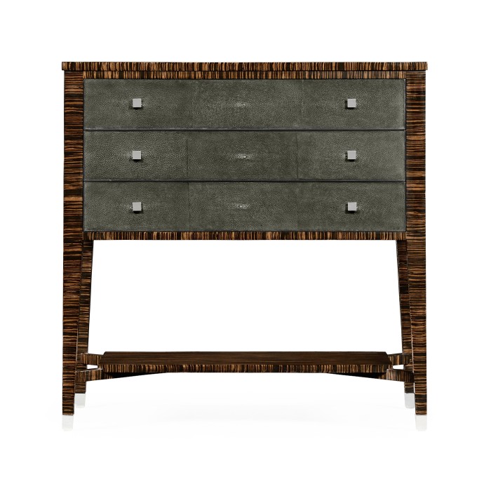 Faux Macassar Ebony & Anthracite Shagreen Chest of Three Drawer