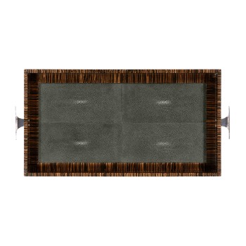 Faux Macassar Ebony & Anthracite Shagreen Tray