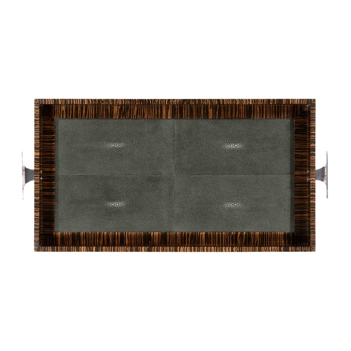 Faux Macassar Ebony & Anthracite Shagreen Tray