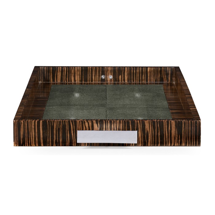 Faux Macassar Ebony & Anthracite Shagreen Tray