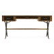 Hammered Iron Bureau Plat with Black Leather Inserts