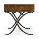 Hammered Iron Bureau Plat with Black Leather Inserts