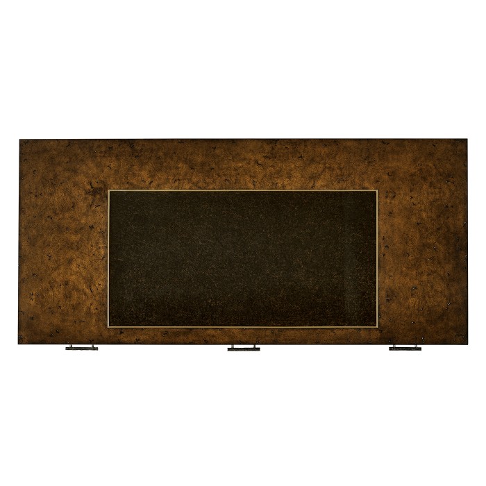 Hammered Iron Bureau Plat with Black Leather Inserts