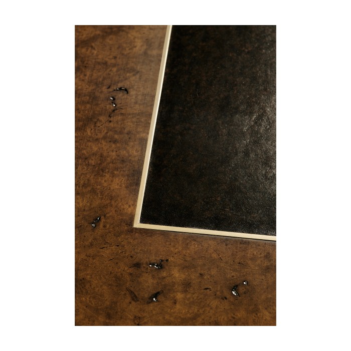 Hammered Iron Bureau Plat with Black Leather Inserts