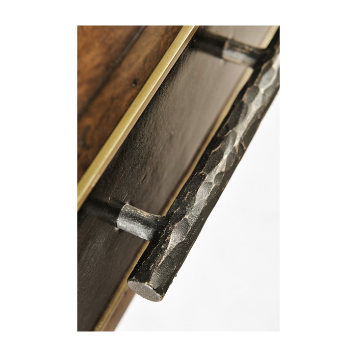 Hammered Iron Bureau Plat with Black Leather Inserts