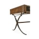 Hammered Iron Bureau Plat with Black Leather Inserts