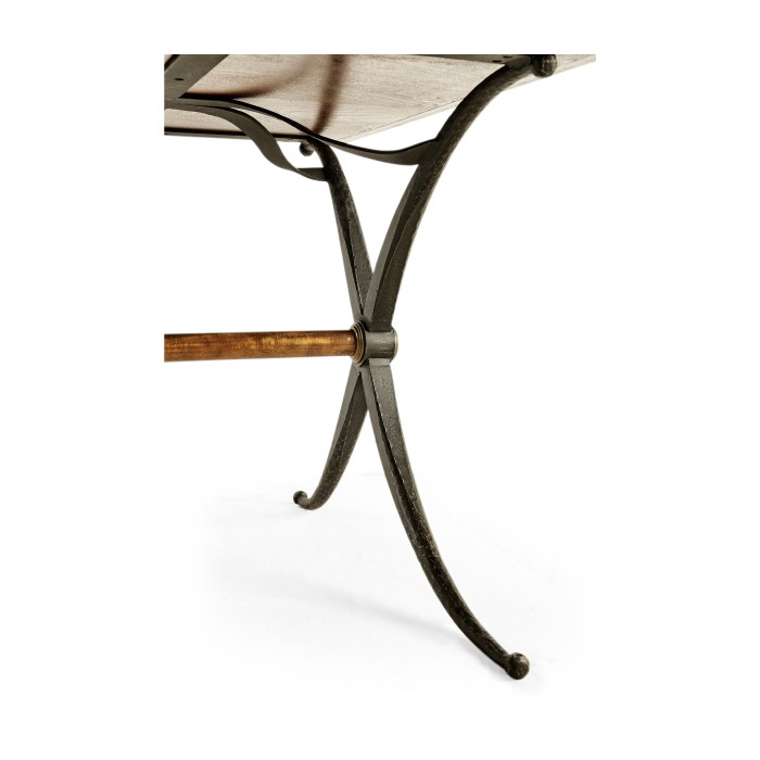 Hammered Iron Bureau Plat with Black Leather Inserts