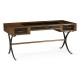 Hammered Iron Bureau Plat with Black Leather Inserts