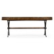 Hammered iron and burl oval coffee table