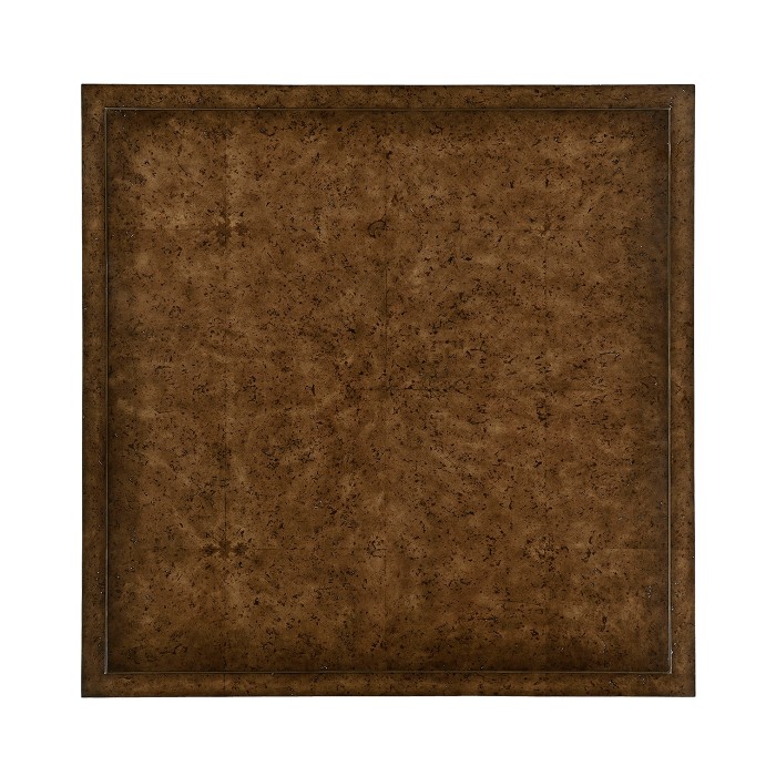 Hammered Iron and Burl Square Coffee Table