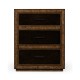 Rustic Burl Oak and Leather Chest of Three Drawers
