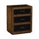 Rustic Burl Oak and Leather Chest of Three Drawers
