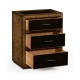 Rustic Burl Oak and Leather Chest of Three Drawers