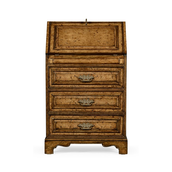 Burl oak fall front bureau