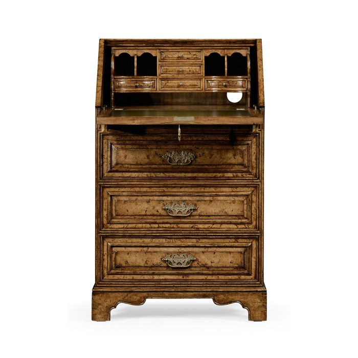 Burl oak fall front bureau