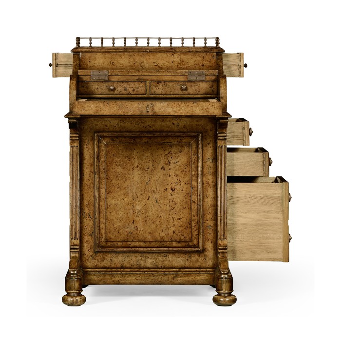 Burl oak davenport desk