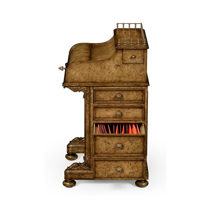 Burl oak davenport desk
