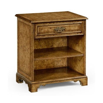 George II Style Burl Oak Beside Table with Drawer