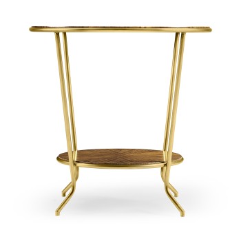 Argentinian walnut veneered round side table
