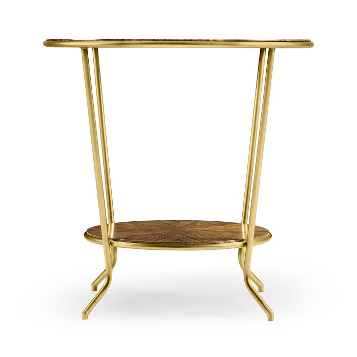 Argentinian walnut veneered round side table