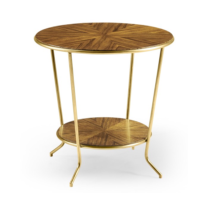 Argentinian walnut veneered round side table