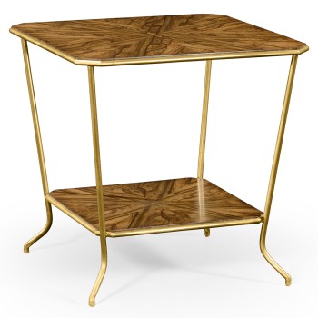 Argentinian walnut veneered square side table