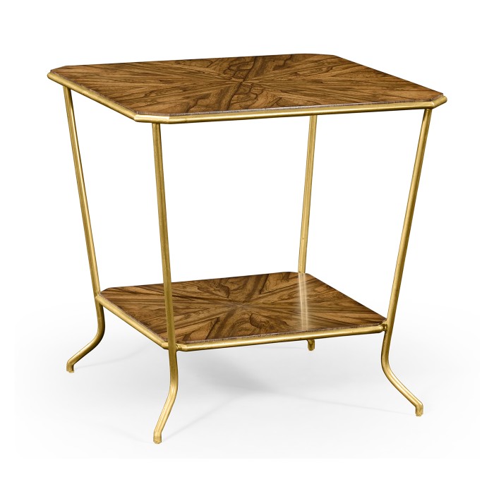 Argentinian walnut veneered square side table