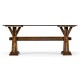 Country living style walnut desk with glass top