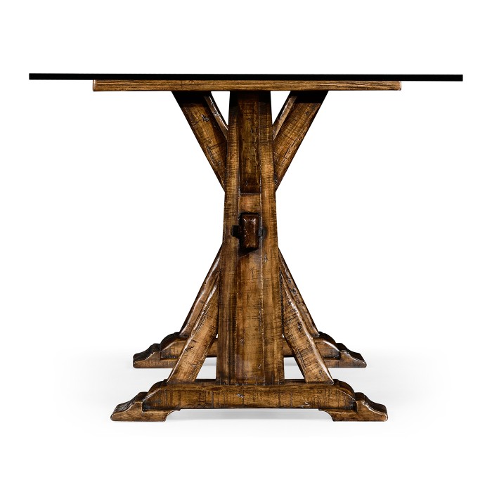 Country living style walnut desk with glass top
