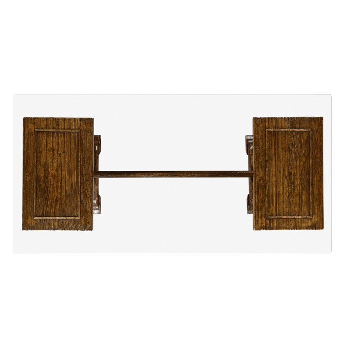 Country living style walnut desk with glass top