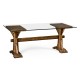 Country living style walnut desk with glass top