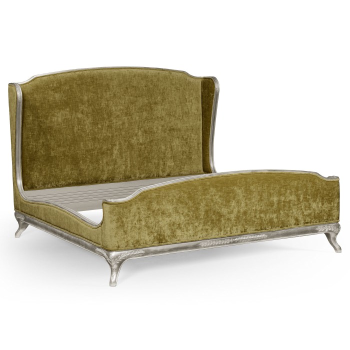 Louis XV Silver-Leaf Cali King Bed