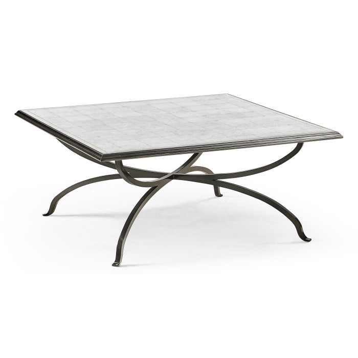 Églomisé and Bronze Square Coffee Table